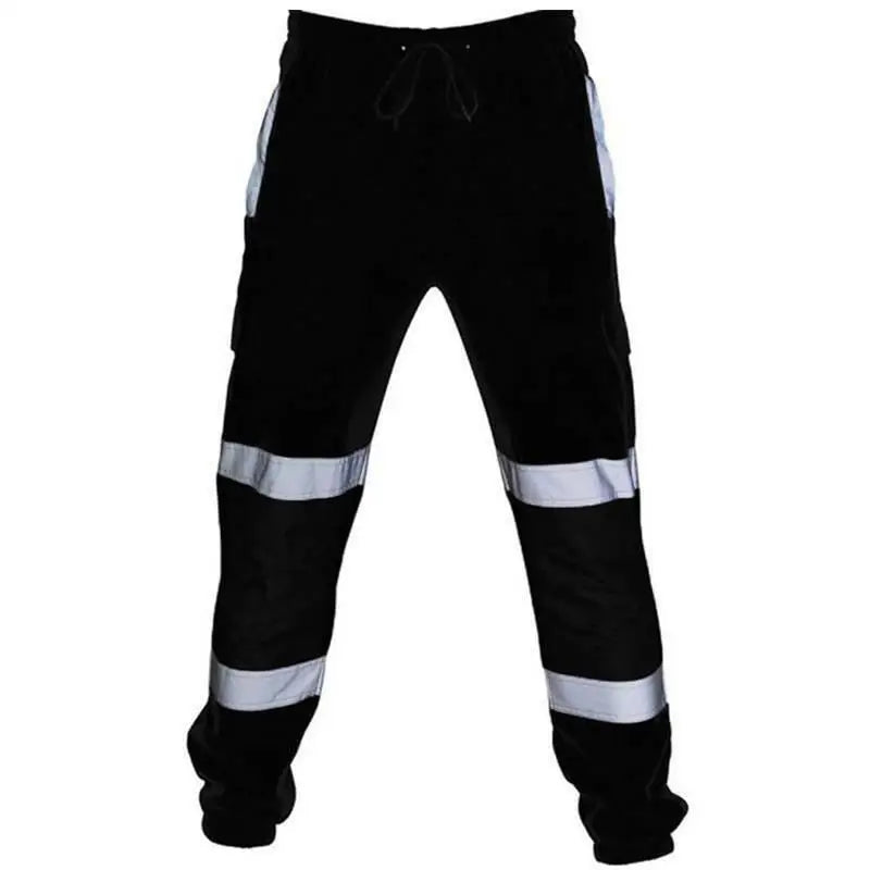Mens Work Uniform Bottoms Safety Sweat Pants Striped Reflective Pants Loose Mens Jogging Trousers Joggers Patchwork Workwear by Anti Spier
