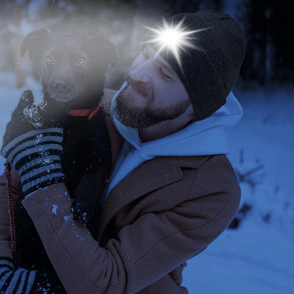 LED Beanie with The Light Unisex USB Rechargeable Headlamp Winter Knitted Cap Gifts For Men Dad Father USB Rechargeable Caps by Anti Spier