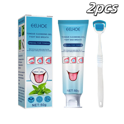 Tongue Cleansing Gel Tongue Coating Removal Kit Removing Thick White Tongue Coating,Balance Flora Freshing Breath Oral Care Tool by Anti Spier