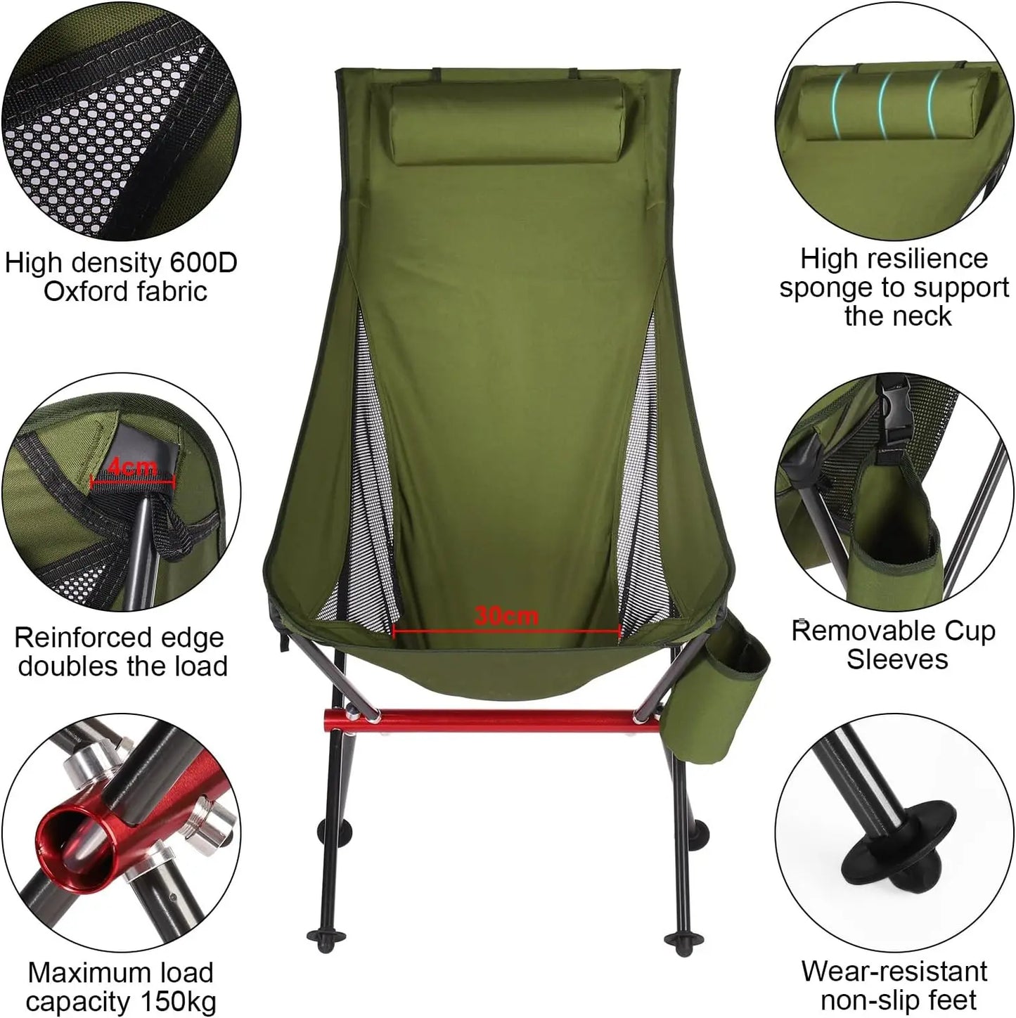 Outdoor Camping Ultralight Folding Chair Travel Chair Fishing BBQ Hiking Strong High Load 150kg Beach Oxford Cloth Fishing Chair by Anti Spier
