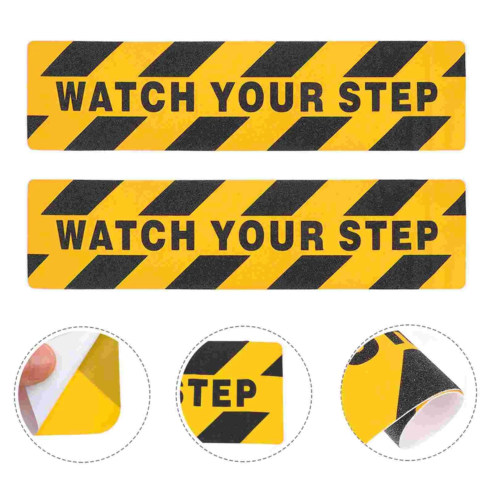 2 Pcs Sticker Red Reflective Tape Warning The Sign Safety Stickers Floor Adhesive Watch Your Step by Anti Spier