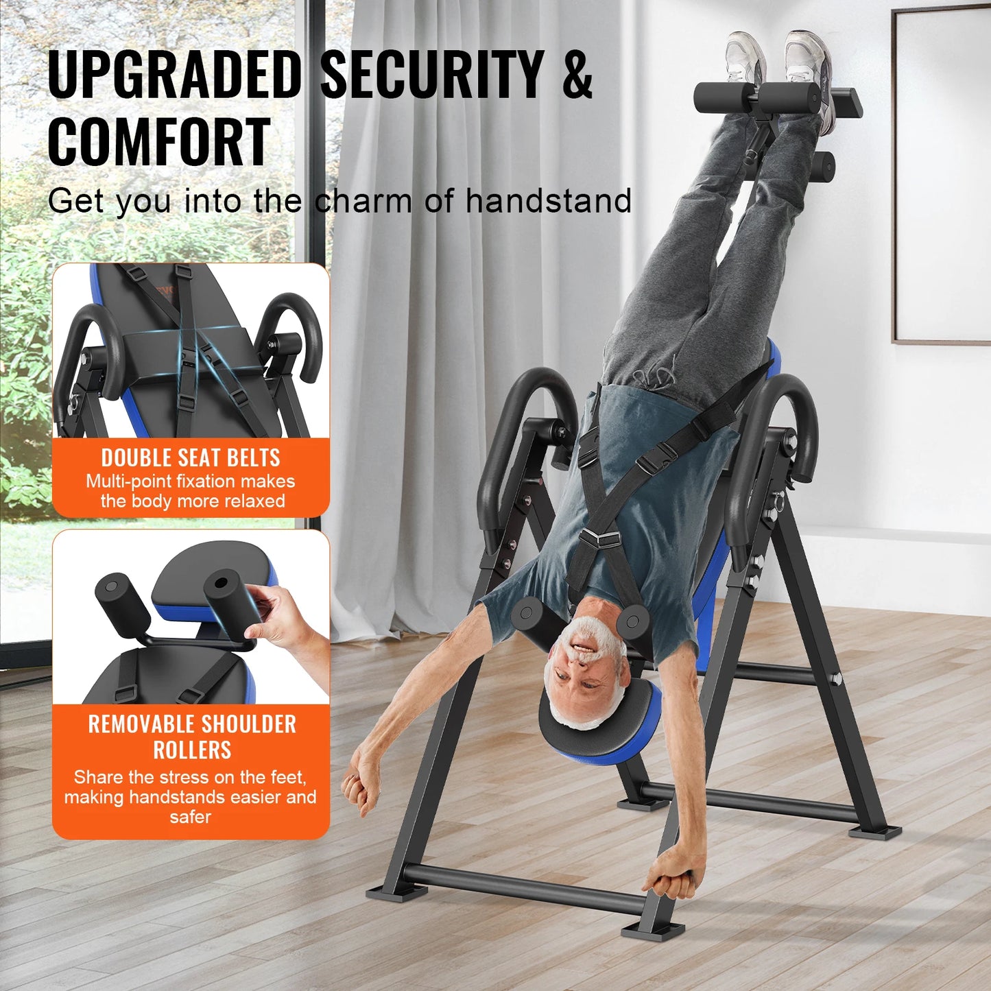 Inversion Table Heavy Duty Inversion Table Decompression Back Stretcher Machine Strength Training Equipment with Headrest by Anti Spier