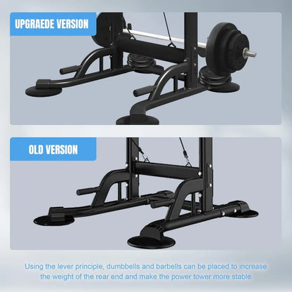 Pull Up Dip Station for Home Gym, Power Tower with Backrest, Adjustable Height Pull Up Bar Stand by Anti Spier