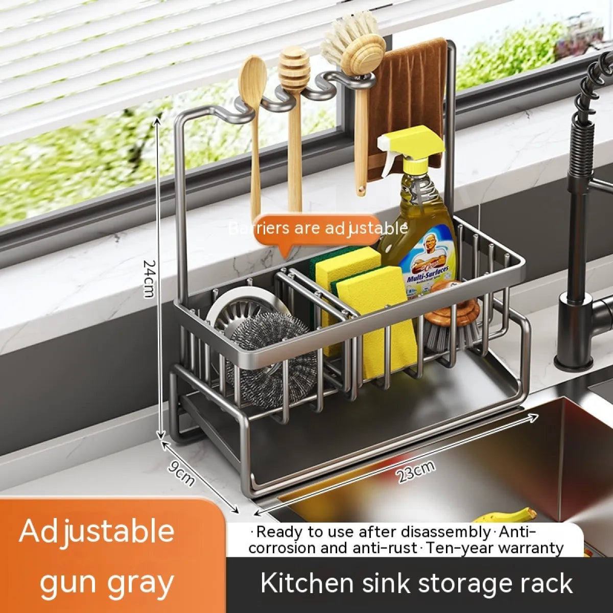 Multi-Functional Kitchen Sink Storage & Drainage Rack by Anti Spier