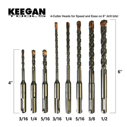 8PCS SDS Plus Drill Bit Set 4 Cutter Carbide Tip Rotary Hammer Concrete Masonry by Anti Spier