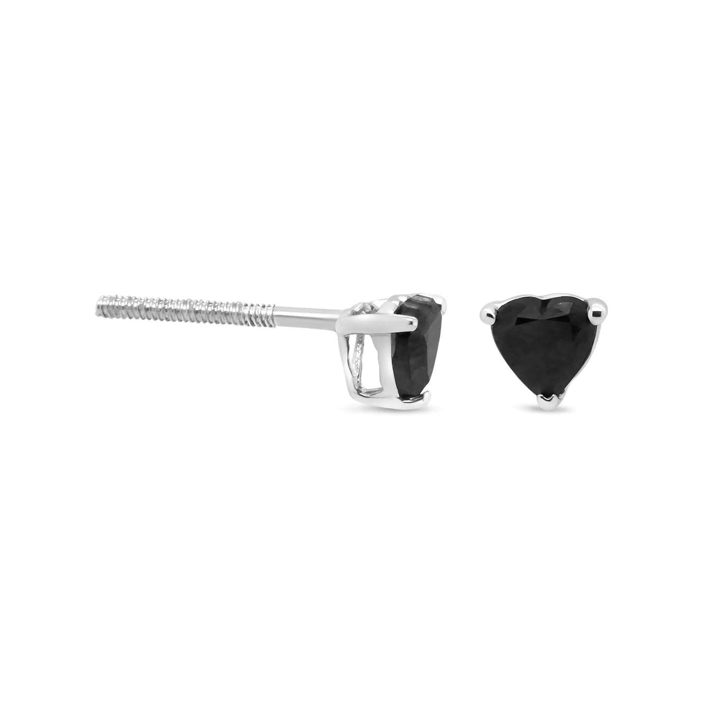14K White Gold 1.00 Cttw Heart Cut Black Diamond Stud Earrings by Anti Spier