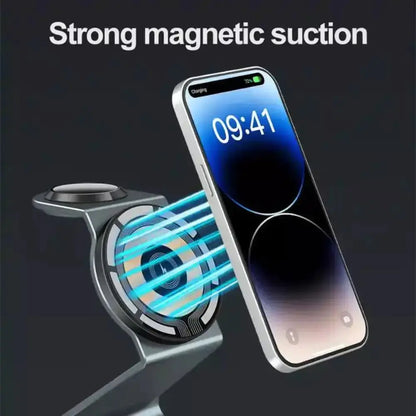 3 in 1 Transparent 15W Magnetic Wireless Charger Pad holder by Anti Spier