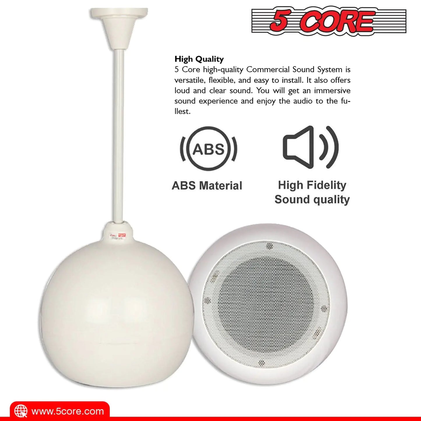 5Core Pendant Hanging Wall Speaker 15W Commercial Ceiling Mount speakers 8 Ohm Office Home Restaurant by Anti Spier