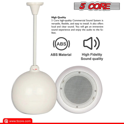 5Core Pendant Hanging Wall Speaker 15W Commercial Ceiling Mount speakers 8 Ohm Office Home Restaurant by Anti Spier