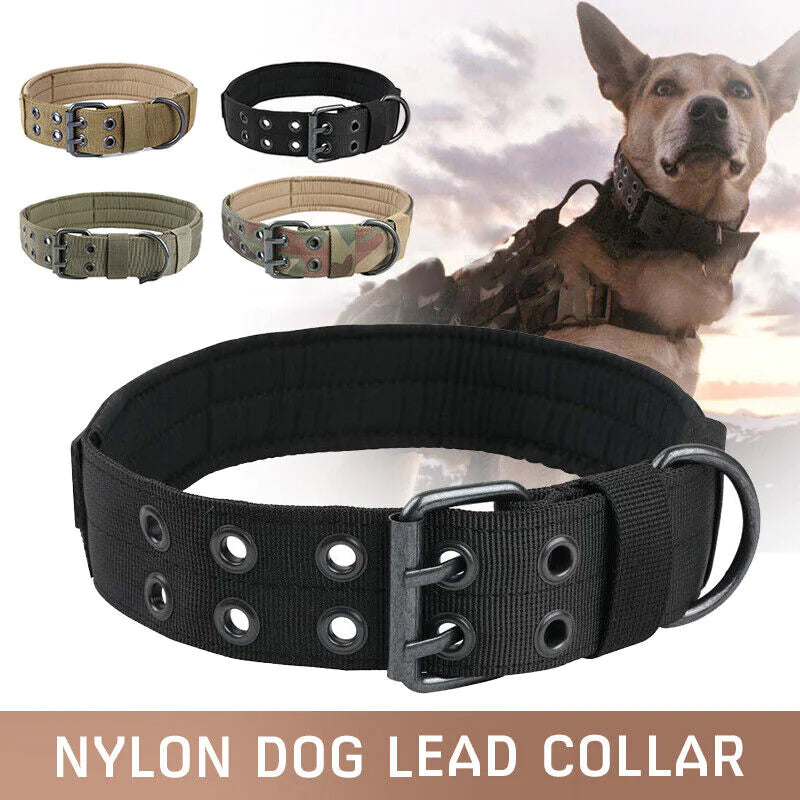 2" Wide Tactical Heavy Duty Nylon Large Dog Collar K9 Military With Metal Buckle by Anti Spier