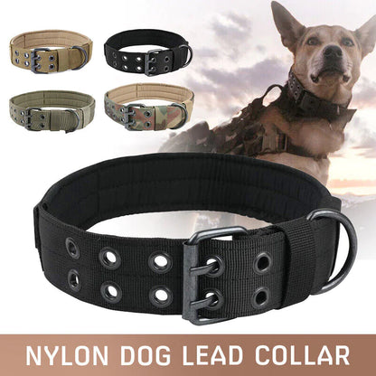 2" Wide Tactical Heavy Duty Nylon Large Dog Collar K9 Military With Metal Buckle by Anti Spier