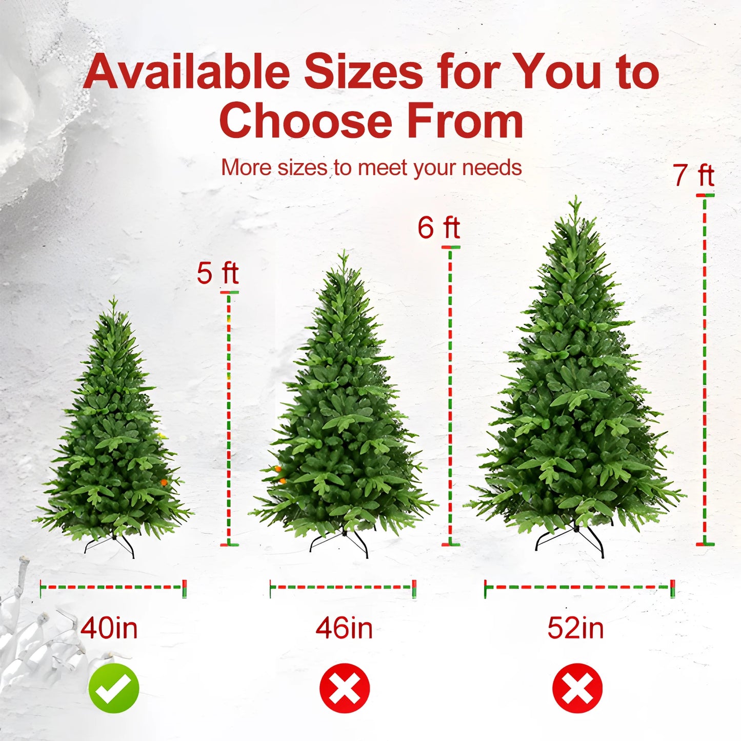 5ft / 6ft / 7ft Pre-lit Artificial Christmas Tree Automatic Open PE/PVC Mixed Flocking Xmas Tree LEDS Lights Xmas Ornaments by Anti Spier
