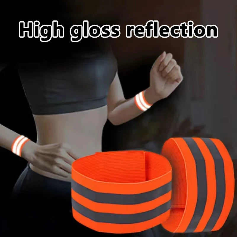 2Pcs Night Running Reflective Arm Bands For Wrist Ankle Leg LED Reflector Armband Night Cycling Safety Light Tape Led Strap by Anti Spier