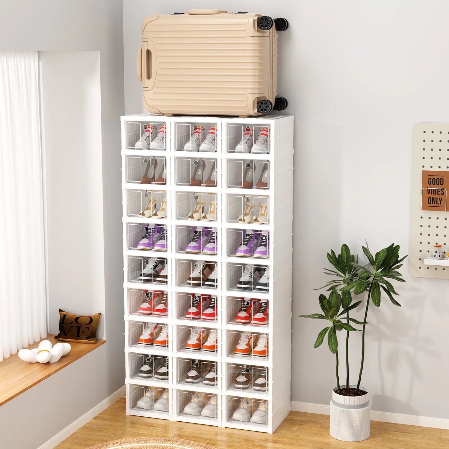 6/9 Layers Shoes Box Foldable Transparent Sneaker Shoe Storage Organizers Box Stackable Dustproof High-top Cabinet Shoe Rack She by Anti Spier