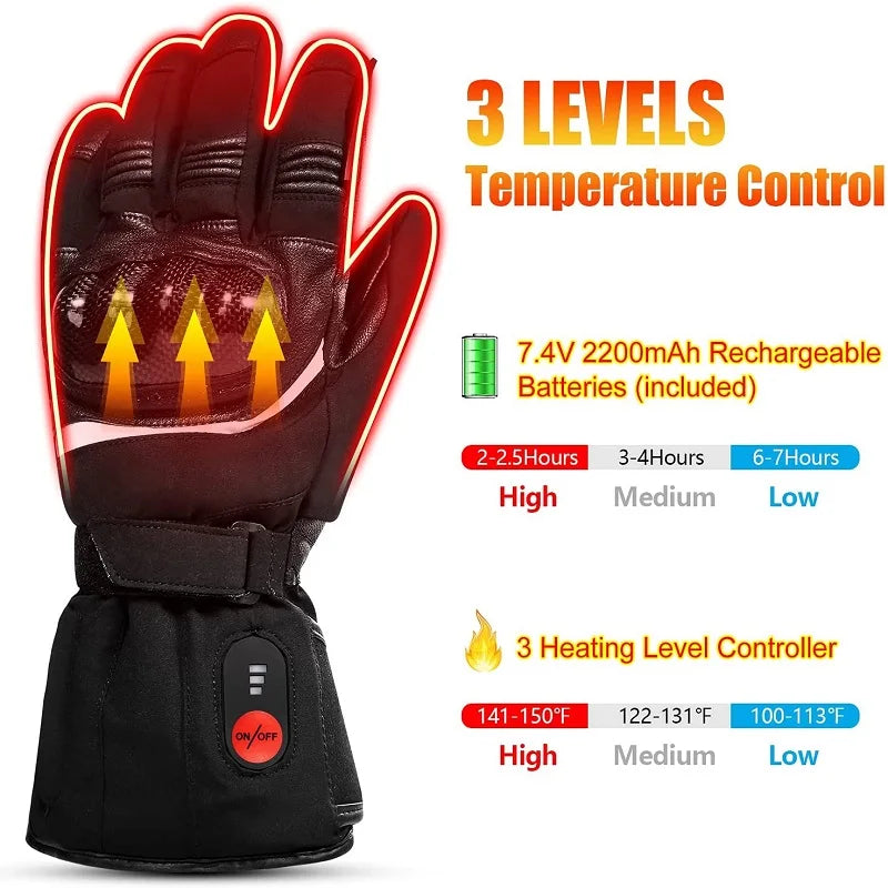 Savior Heat Winter Motorcycle Heated Gloves 7.4V Safe Outdoors Sports Electric Heating Waterproof Windproof KNUCKLE EN13594 by Anti Spier