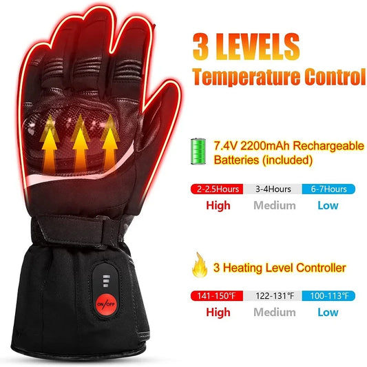 Savior Heat Winter Motorcycle Heated Gloves 7.4V Safe Outdoors Sports Electric Heating Waterproof Windproof KNUCKLE EN13594 by Anti Spier