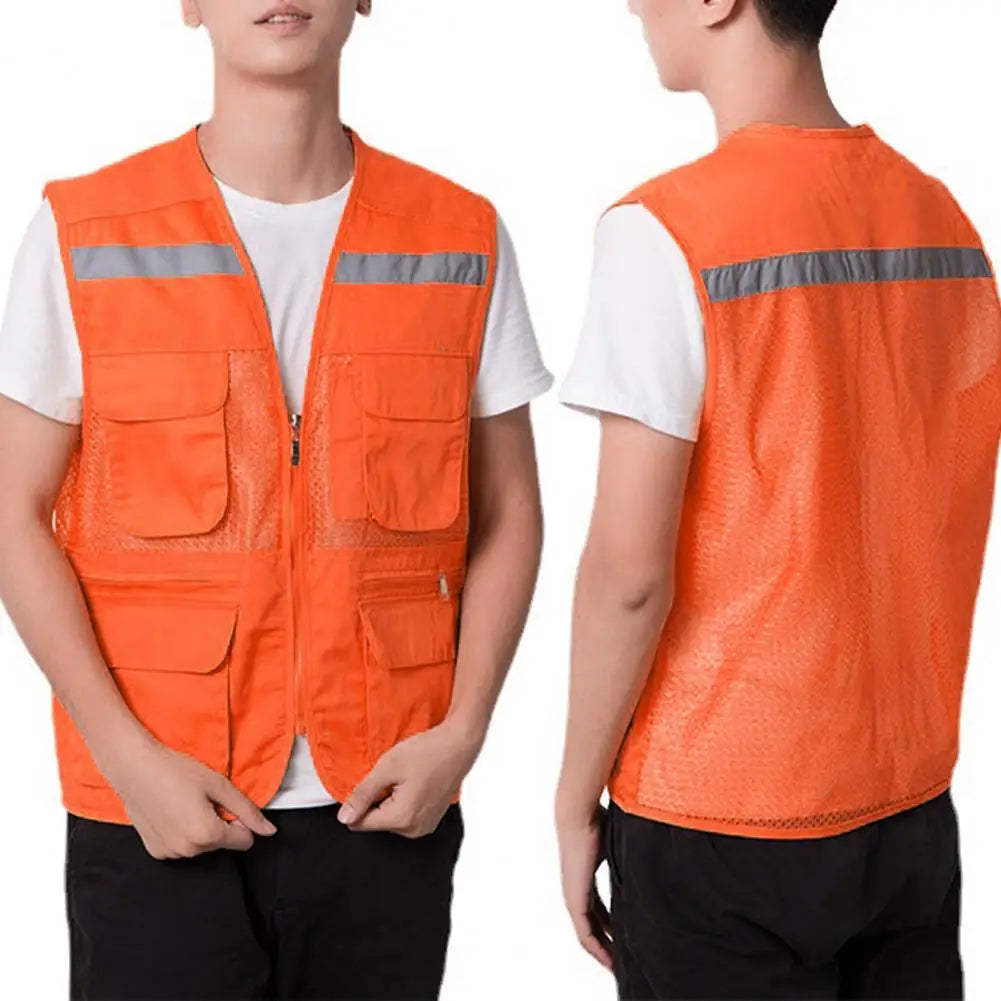 Stylish Vest Coat Breathable Cargo Vest Mesh Stitching Reflective Night Safety Waistcoat Safe by Anti Spier