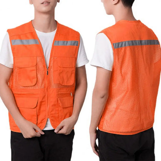 Stylish Vest Coat Breathable Cargo Vest Mesh Stitching Reflective Night Safety Waistcoat Safe by Anti Spier