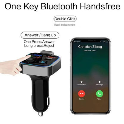 Bluetooth 5.0 FM Transmitter Car Kit - Wireless Hands-Free MP3 Player, Dual USB Quick Charger, PD 20W + QC 3.0, Car Audio Receiv by Anti Spier