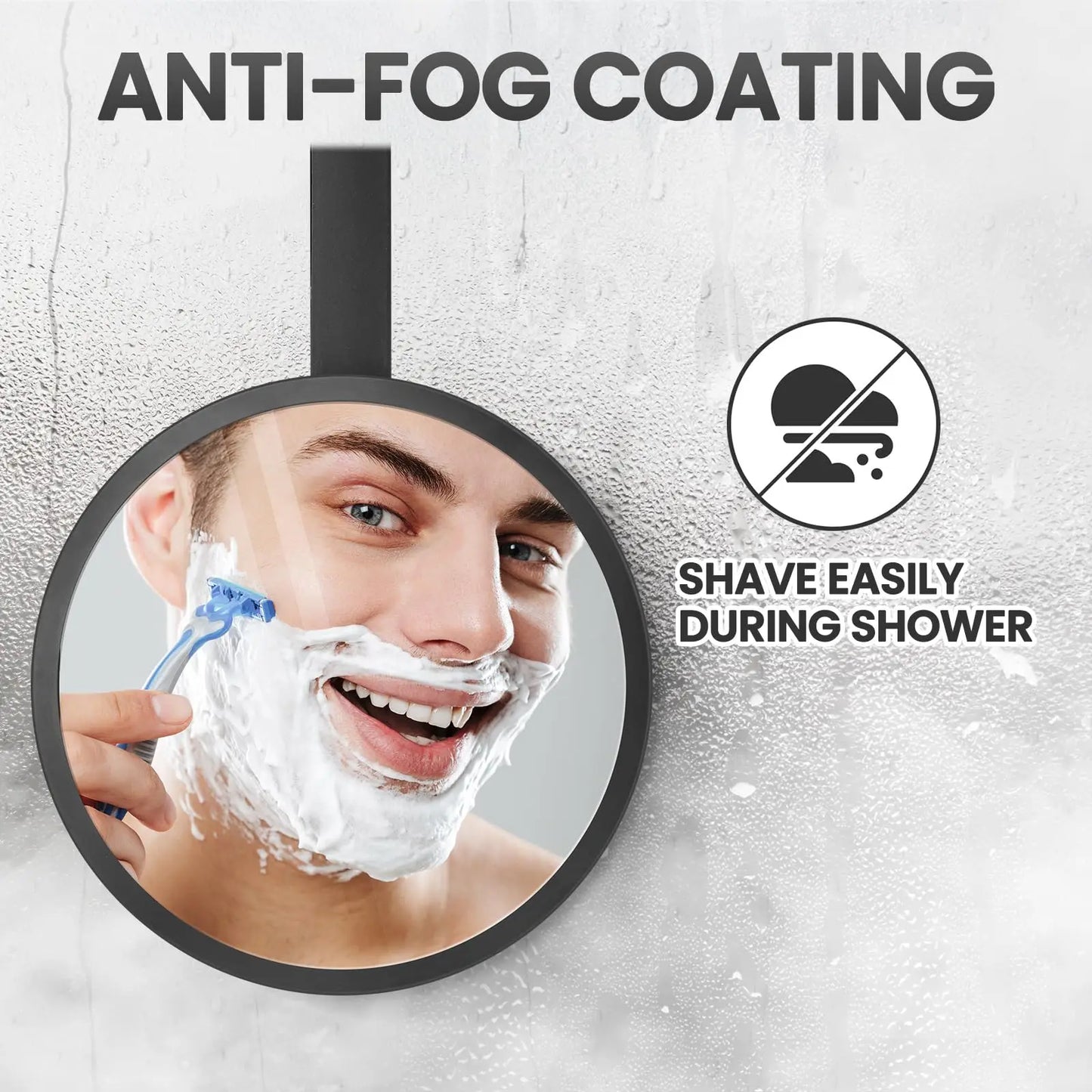 TAILI Shower Mirror Fogless for Shaving, Removable Anti Fog Wall Hanging Mirror for Travel Camping, Shower, Bathroom Mirror by Anti Spier