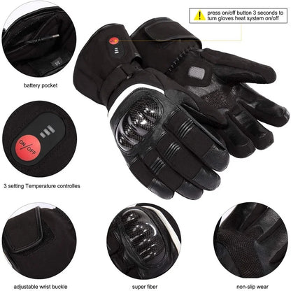 Savior Heat Winter Motorcycle Heated Gloves 7.4V Safe Outdoors Sports Electric Heating Waterproof Windproof KNUCKLE EN13594 by Anti Spier