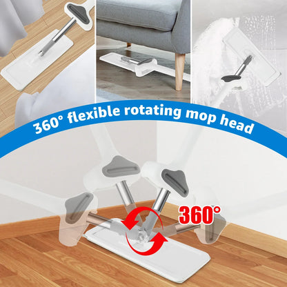 Microfiber Flat Mop 360 ° Rotating Flat Floor Mop Self Wringing Dust Mop with Dewatering Scraper for Kitchen Home Cleaning Mop by Anti Spier