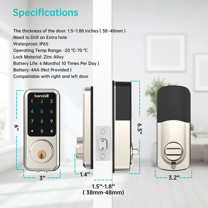 Hornbill Smart Front Door Lock Deadbolt Keyless Entry Locks Electronic Digital Keypad Bluetooth Security For Home Office Airbnb by Anti Spier
