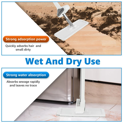 Microfiber Flat Mop 360 ° Rotating Flat Floor Mop Self Wringing Dust Mop with Dewatering Scraper for Kitchen Home Cleaning Mop by Anti Spier