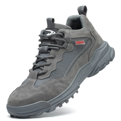 Reflective Strip Design Safety Work Shoes For Men Cow Suede Leather Indestructible Construction Boots Steel Toe Male Footwear by Anti Spier