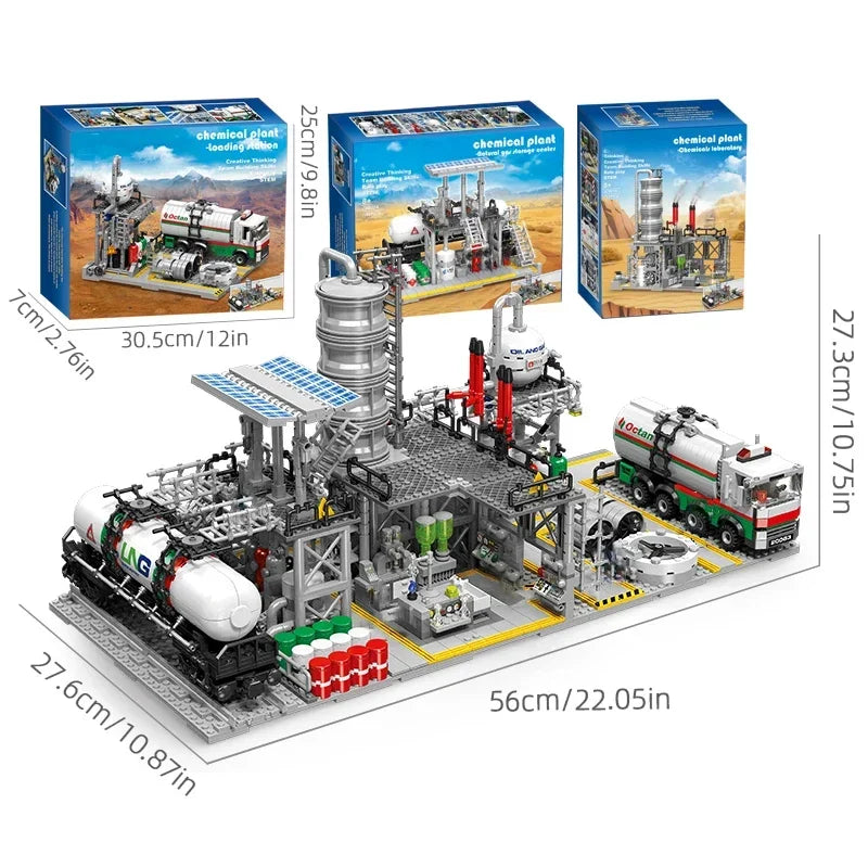City Street View Building Blocks Natural Gas Storage Center Laboratory Transport Station 3 In 1 Assembly Model Bricks Kids Toys by Anti Spier