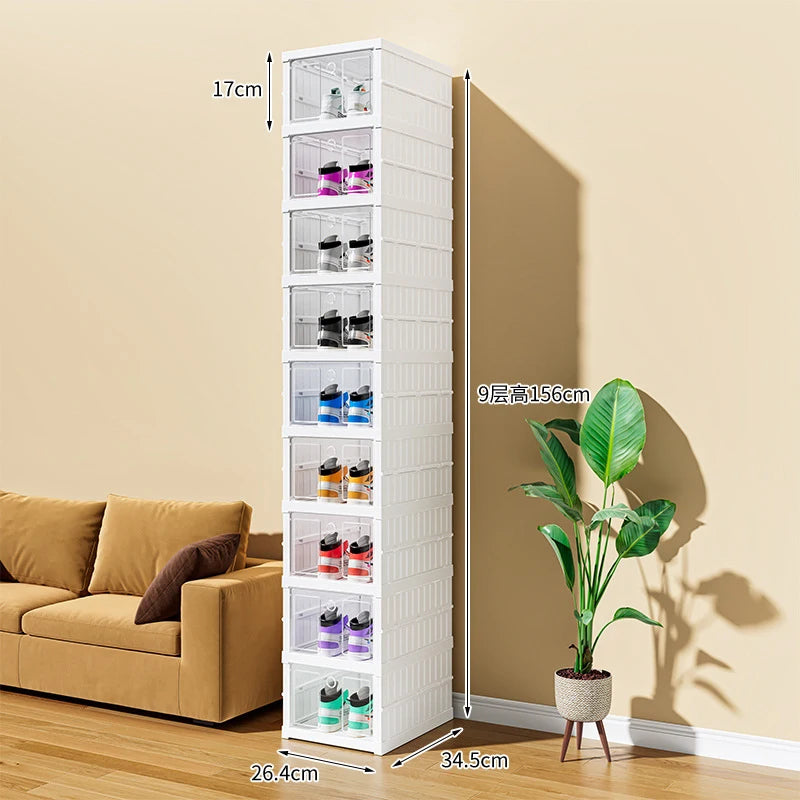 6/9 Layers Shoes Box Foldable Transparent Sneaker Shoe Storage Organizers Box Stackable Dustproof High-top Cabinet Shoe Rack She by Anti Spier