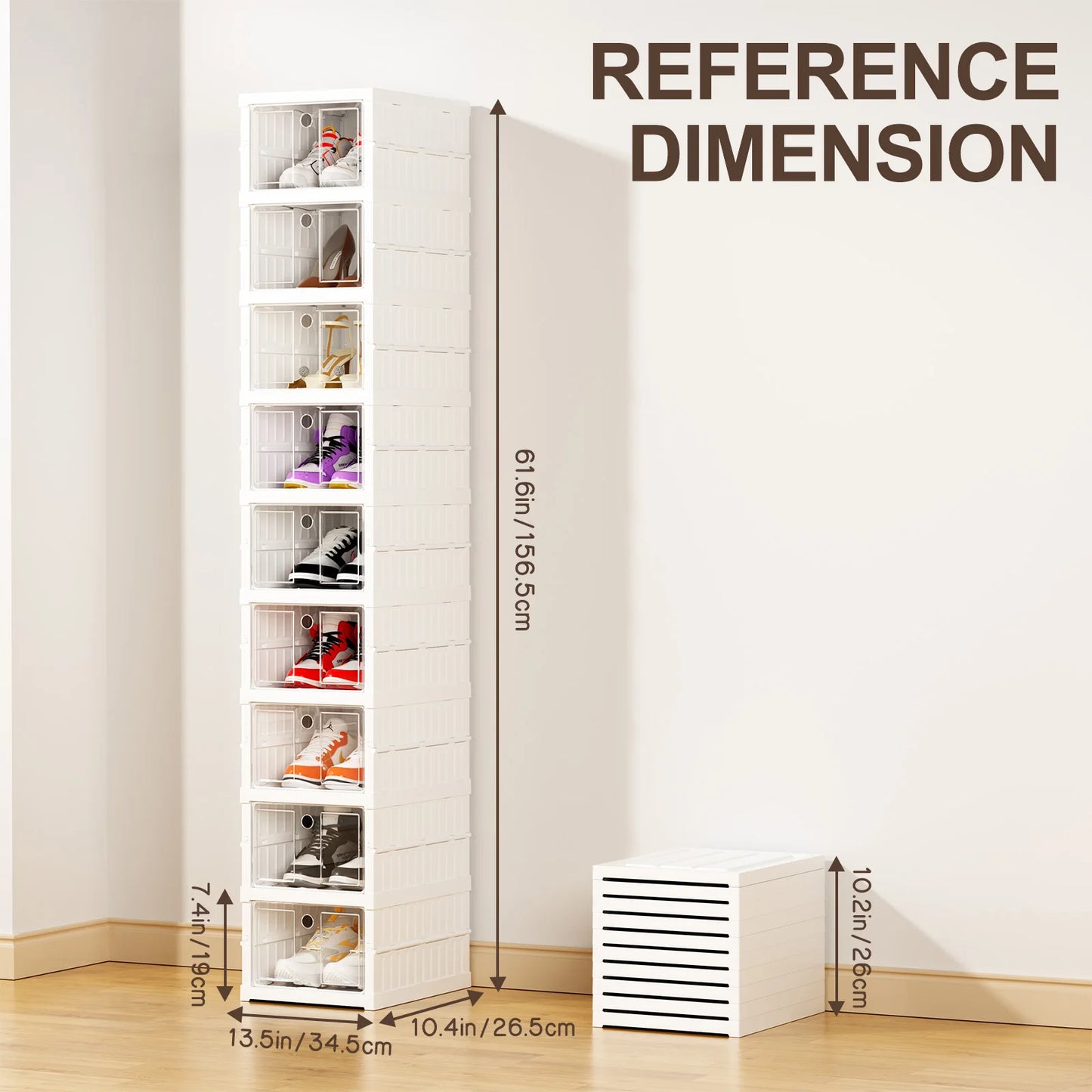 6/9 Layers Shoes Box Foldable Transparent Sneaker Shoe Storage Organizers Box Stackable Dustproof High-top Cabinet Shoe Rack She by Anti Spier