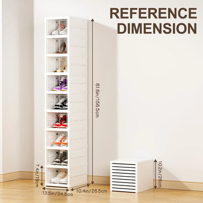6/9 Layers Shoes Box Foldable Transparent Sneaker Shoe Storage Organizers Box Stackable Dustproof High-top Cabinet Shoe Rack She by Anti Spier