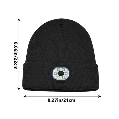 LED Beanie with The Light Unisex USB Rechargeable Headlamp Winter Knitted Cap Gifts For Men Dad Father USB Rechargeable Caps by Anti Spier
