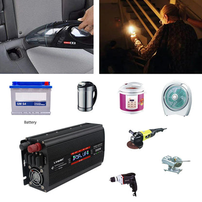 1500W/3000W Inverter Modified Sine Wave Inverter DC12VAC 110V Outdoor Working Power Converter With LCD Display by Anti Spier