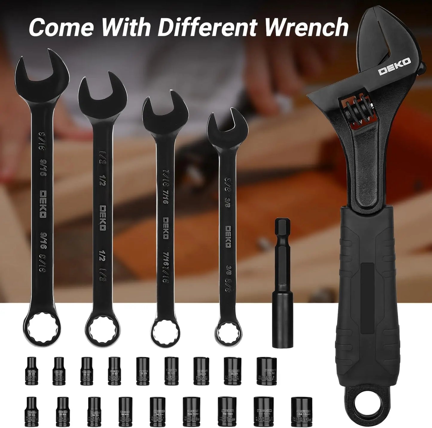 DEKO DKMT178 Household with Drill Wrench Socket Basic Hand Tools Sets for Men Car Repair Mechanic Tool Kit Set Automotive by Anti Spier