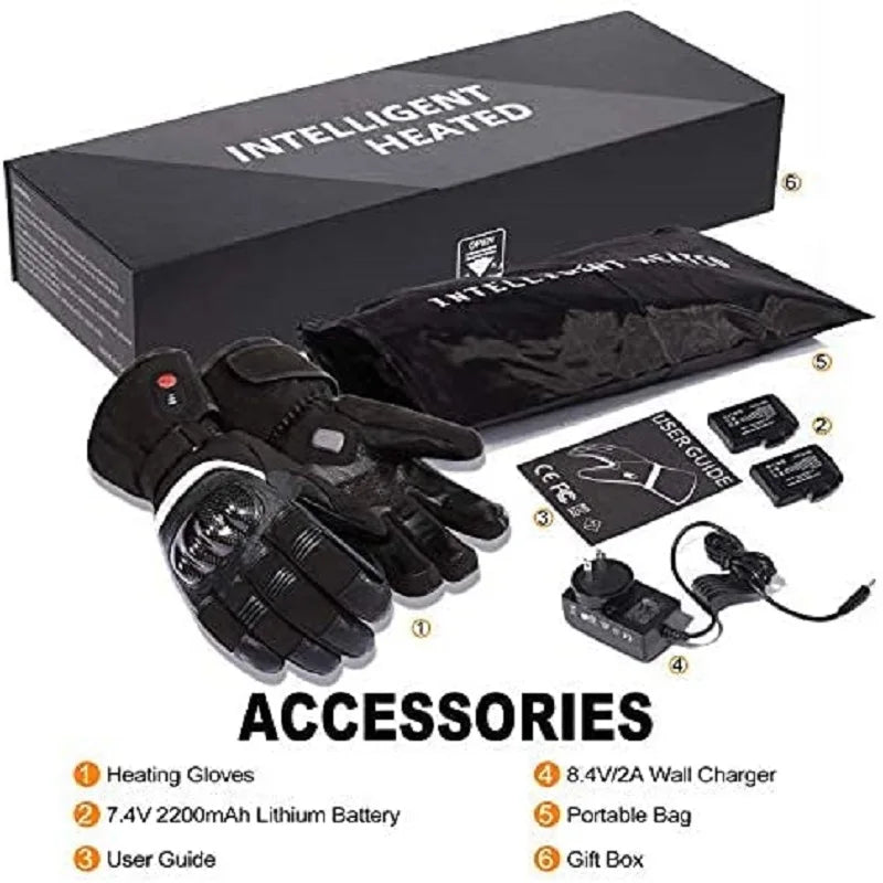 Savior Heat Winter Motorcycle Heated Gloves 7.4V Safe Outdoors Sports Electric Heating Waterproof Windproof KNUCKLE EN13594 by Anti Spier
