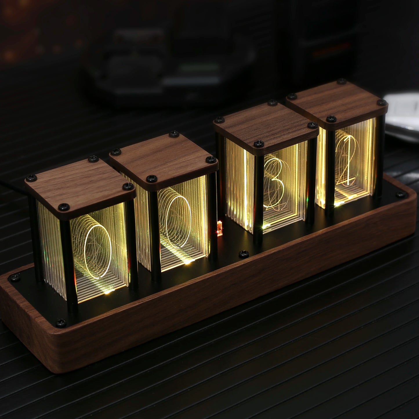 Clocteck Nixie Tube Clock Wifi Digital RGB LED Desk Large Display rgb Clock for Bedroom desk No Assembly Required - Vintage Gift by Anti Spier