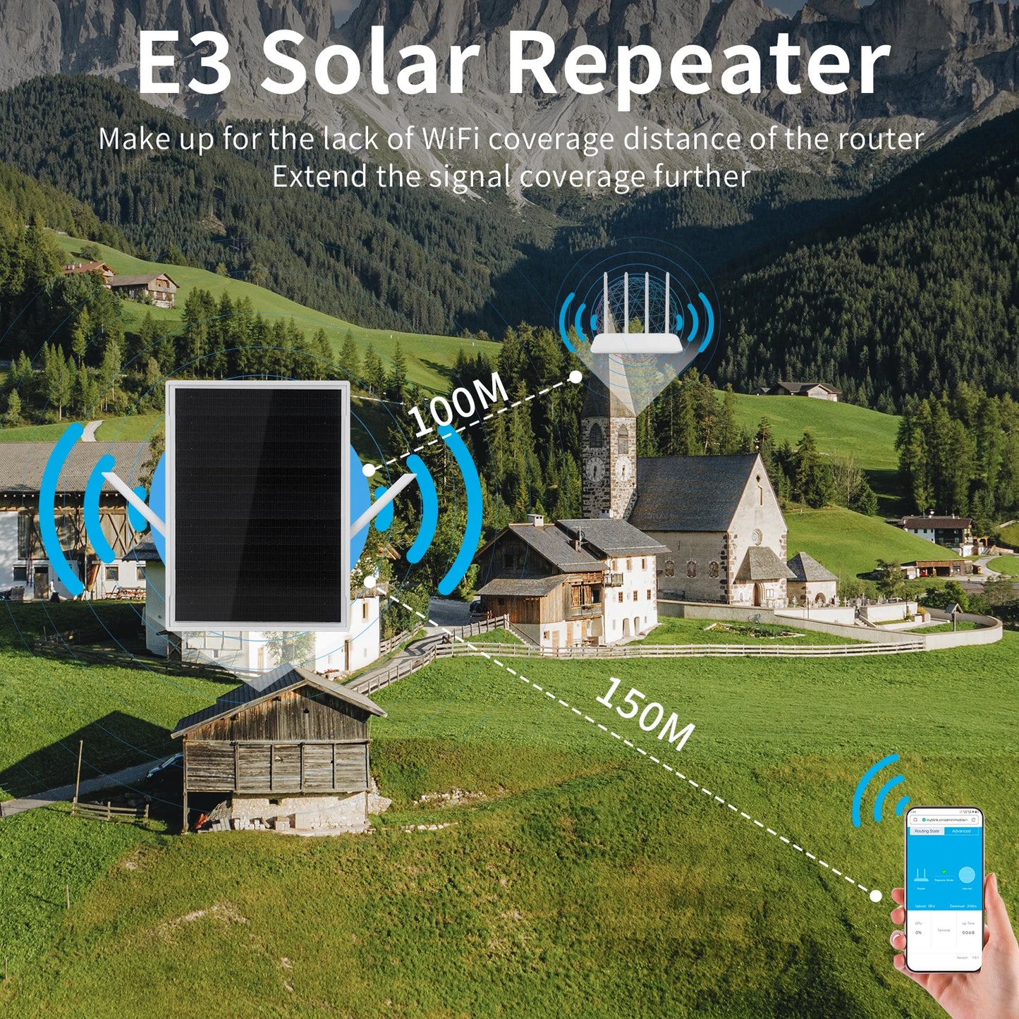 Solar Wireless WiFi Repeater 300Mpbs Dual Band 2.4GHz Built-in Solar Battery Support 35 Devices WiFi Extenders Signal Booster by Anti Spier