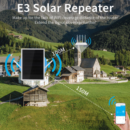 Solar Wireless WiFi Repeater 300Mpbs Dual Band 2.4GHz Built-in Solar Battery Support 35 Devices WiFi Extenders Signal Booster by Anti Spier