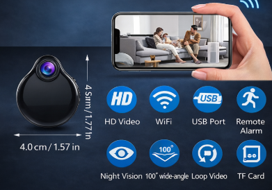 WIFI Wireless Wearable Body Micro Camera Motion Sensor Video Voice Recorder Home Security Camcorders, Webcam Built in Battery by Anti Spier