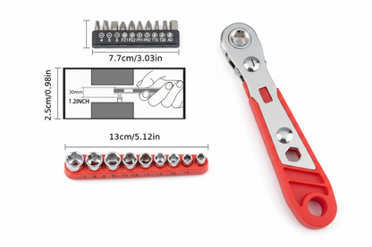 20pcs Multi-functional Wrench Set: 36-tooth Ratchet, Screwdriver Sockets, 1/4" Hex Shank, Narrow-space for Home/industrial/scientific Use. Ergonomic Anti-slip PVC Handle by Anti Spier