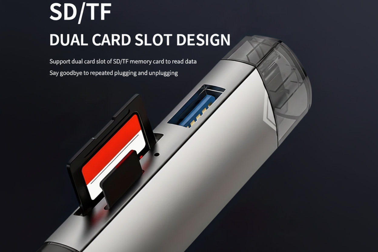 6-in-1 USB High-speed Transfer 5Gbps Rate Card Reader, Type-c Plug And Play by Anti Spier