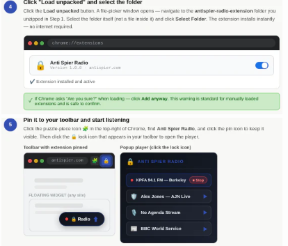 Anti Spier Radio 24/7 Non Stop Access Browser Extension