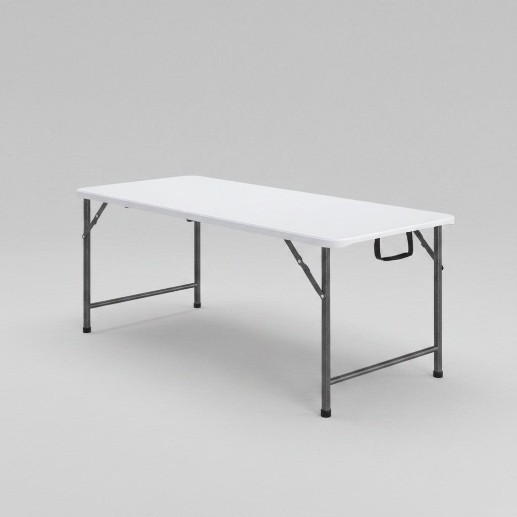 3/4/6/8ft Fold-in-Half Adjustable Folding Table Portable