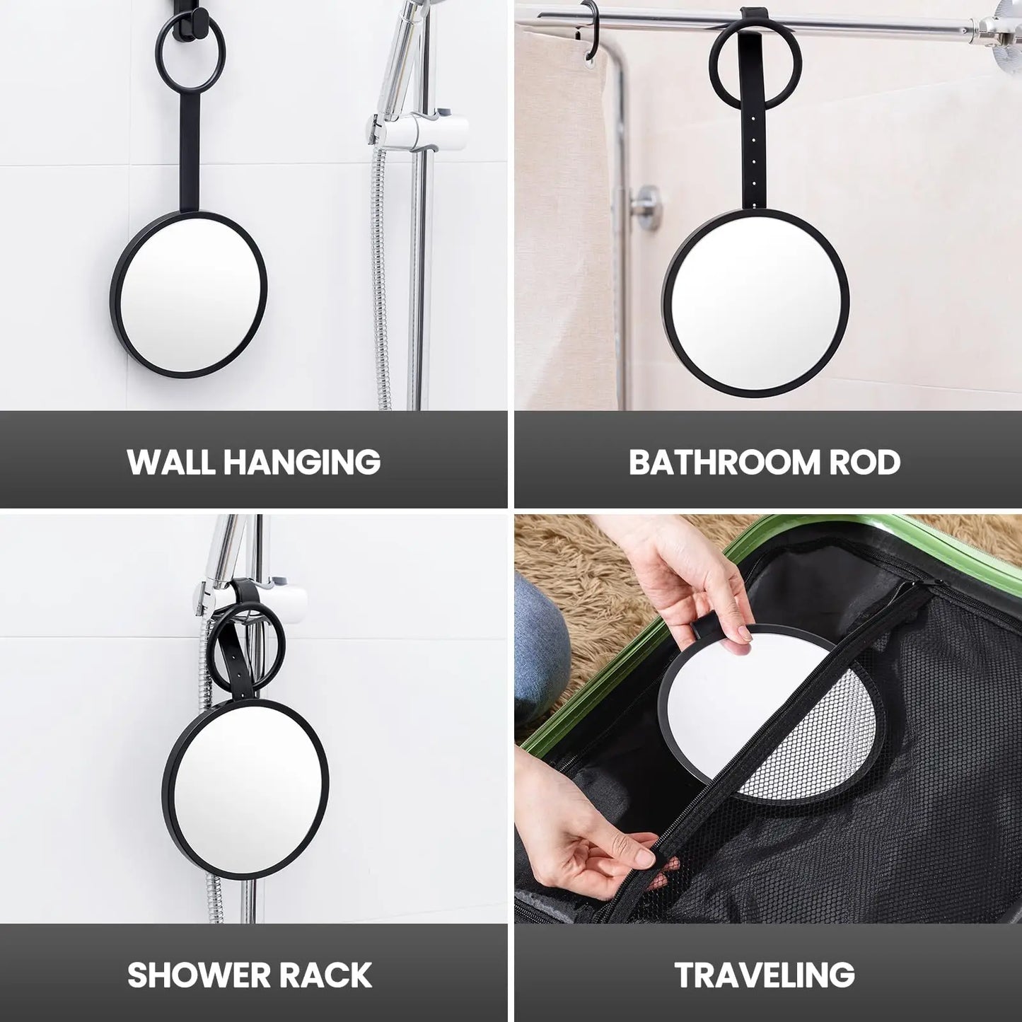 TAILI Shower Mirror Fogless for Shaving, Removable Anti Fog Wall Hanging Mirror for Travel Camping, Shower, Bathroom Mirror by Anti Spier