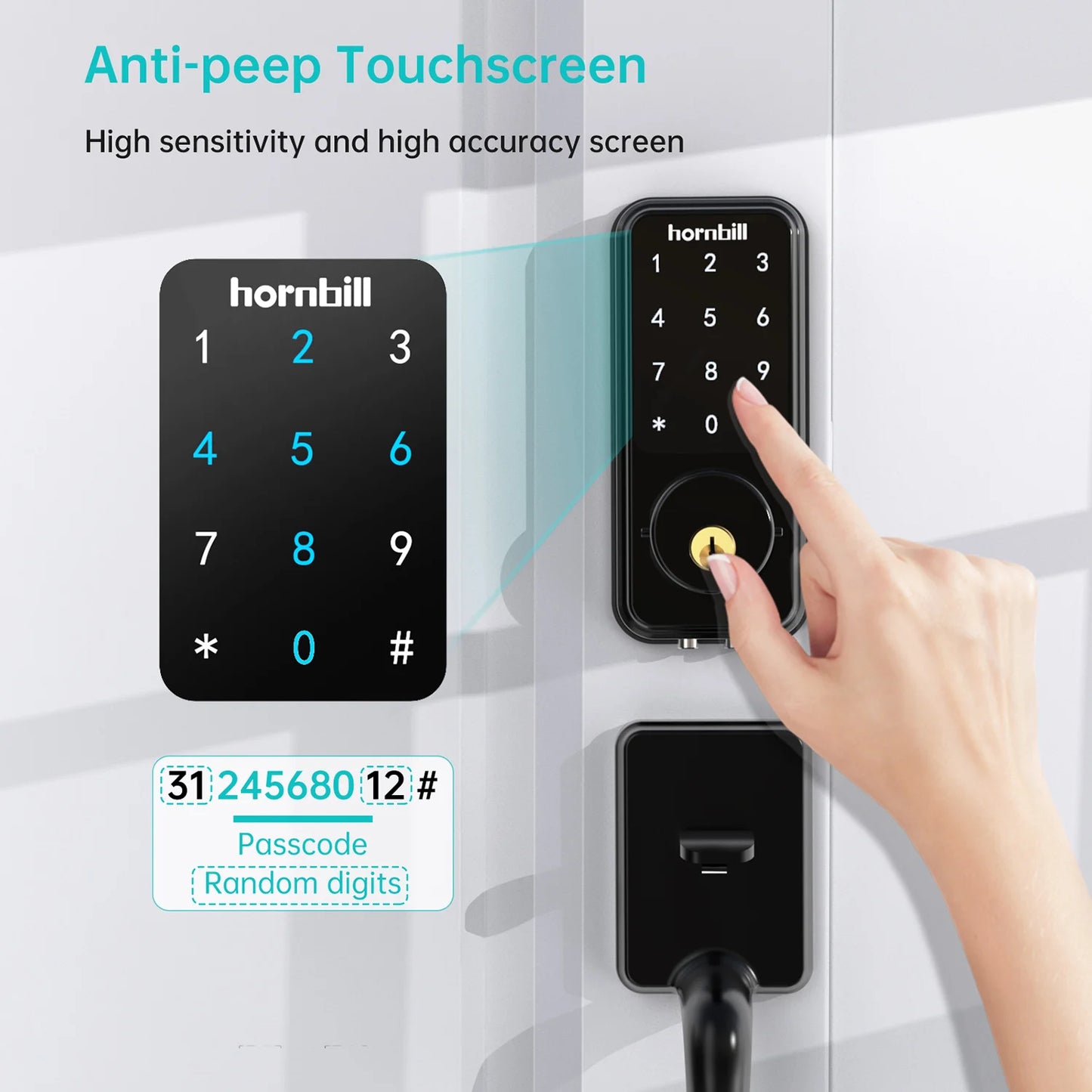 Hornbill Smart Front Door Lock Deadbolt Keyless Entry Locks Electronic Digital Keypad Bluetooth Security For Home Office Airbnb by Anti Spier