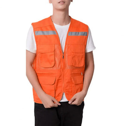 Stylish Vest Coat Breathable Cargo Vest Mesh Stitching Reflective Night Safety Waistcoat Safe by Anti Spier