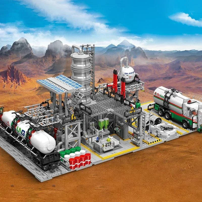 City Street View Building Blocks Natural Gas Storage Center Laboratory Transport Station 3 In 1 Assembly Model Bricks Kids Toys by Anti Spier