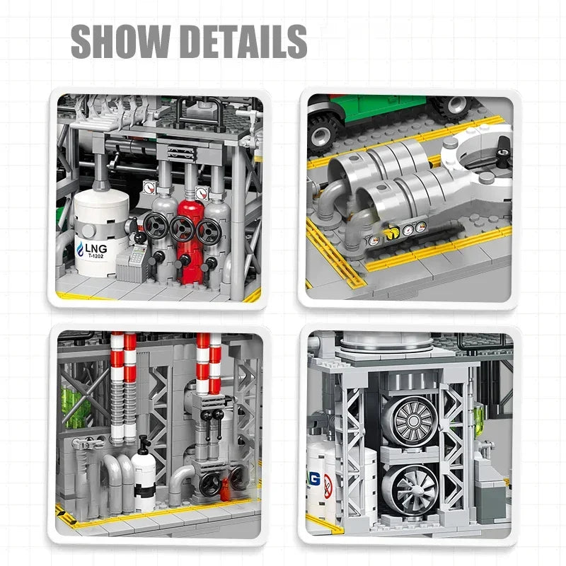 City Street View Building Blocks Natural Gas Storage Center Laboratory Transport Station 3 In 1 Assembly Model Bricks Kids Toys by Anti Spier